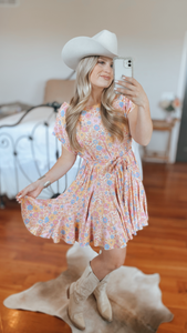 Pink Retro Floral Dress